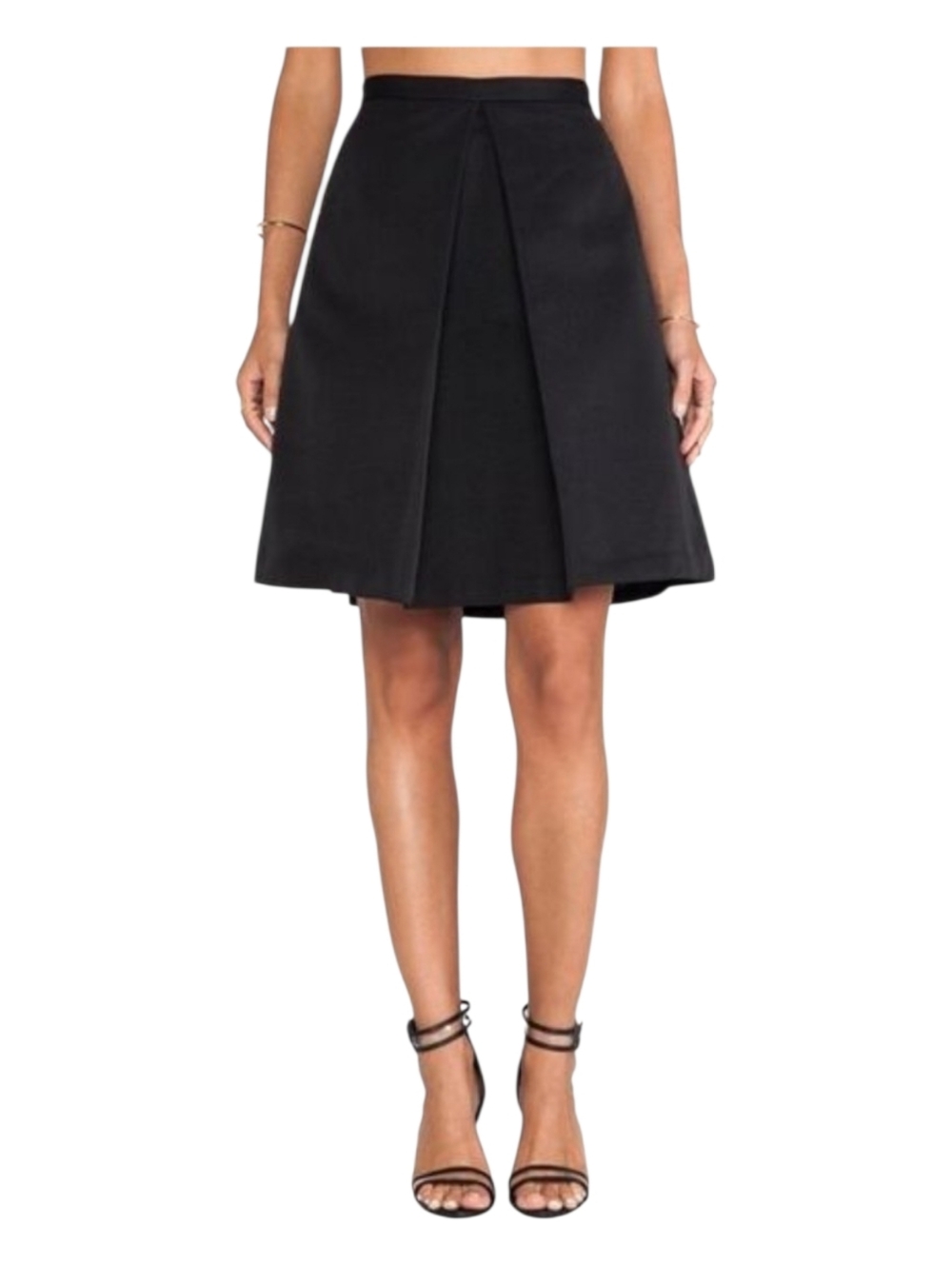 $495 Tibi Black Taffeta Pleated A-Line Midi Skirt *NWT